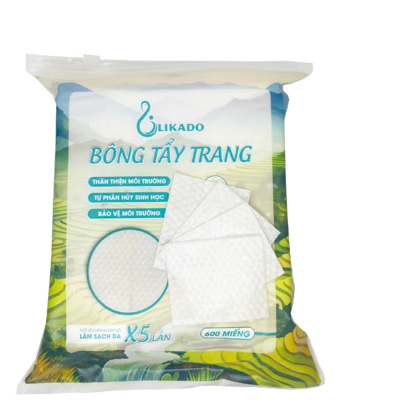 Mô tả Bông tẩy trang Likado túi 600 miếng kích thước 6cmx5cm - 2
