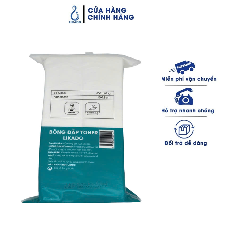 Mô tả Bông đắp toner lotion mask kéo dãn Likado túi 300 miếng cotton mềm (1 túi) - 3