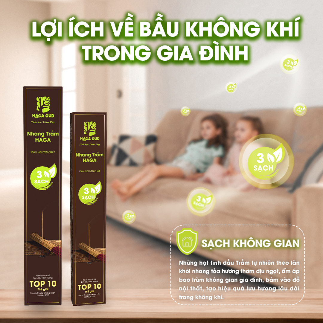 Mô tả Nhang trầm Haga 3 Sạch, Thơm ngọt ấm dễ chịu, Ít khói, An toàn sức khỏe, 50 cây/5 cây - 30cm/40cm - 2