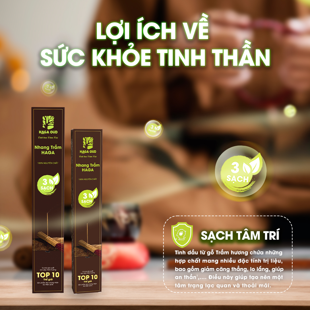 Mô tả Nhang trầm Haga 3 Sạch, Thơm ngọt ấm dễ chịu, Ít khói, An toàn sức khỏe, 50 cây/5 cây - 30cm/40cm - 4