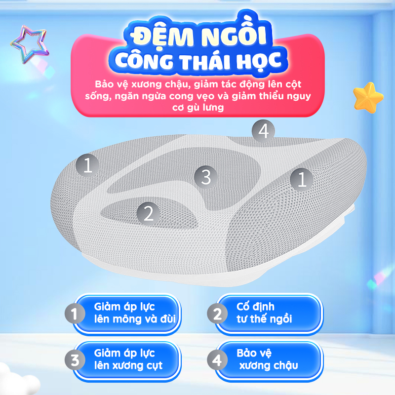 Mô tả Ghế ngồi học chống gù, đúng tư thế cho bé Chilux A22, bảo vệ cột sống, tăng độ tập trung cho bé - 6