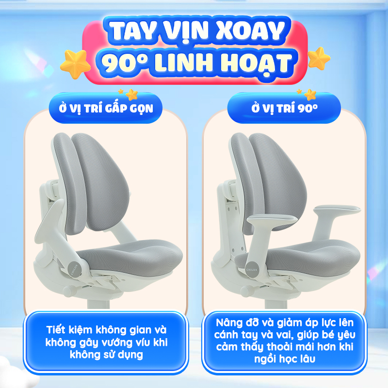 Mô tả Ghế ngồi học chống gù, đúng tư thế cho bé Chilux A22, bảo vệ cột sống, tăng độ tập trung cho bé - 10