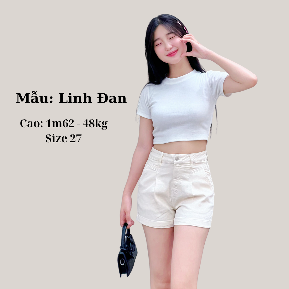 Quần Short Jeans Nữ TTTHAO Chiết Ly - Dáng Tôn Dáng