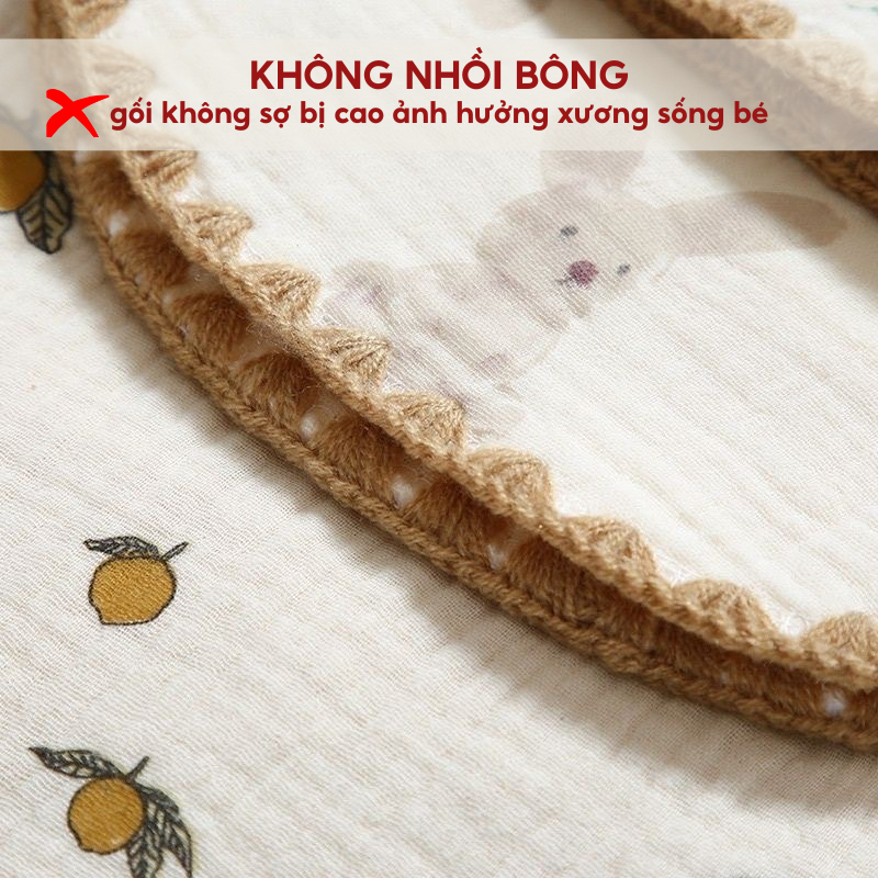 Mô tả Gối Cho Bé Sơ Sinh 0–3 Tháng Tuổi IQKAO Vải Muslin Mềm Mịn An Toàn Cho Bé Trai Bé Gái Họa Tiết Dễ Thương, Không Kích Ứng - 2