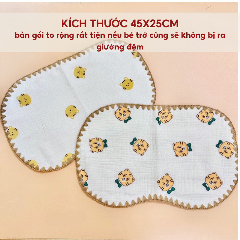 Mô tả Gối Cho Bé Sơ Sinh 0–3 Tháng Tuổi IQKAO Vải Muslin Mềm Mịn An Toàn Cho Bé Trai Bé Gái Họa Tiết Dễ Thương, Không Kích Ứng - 5