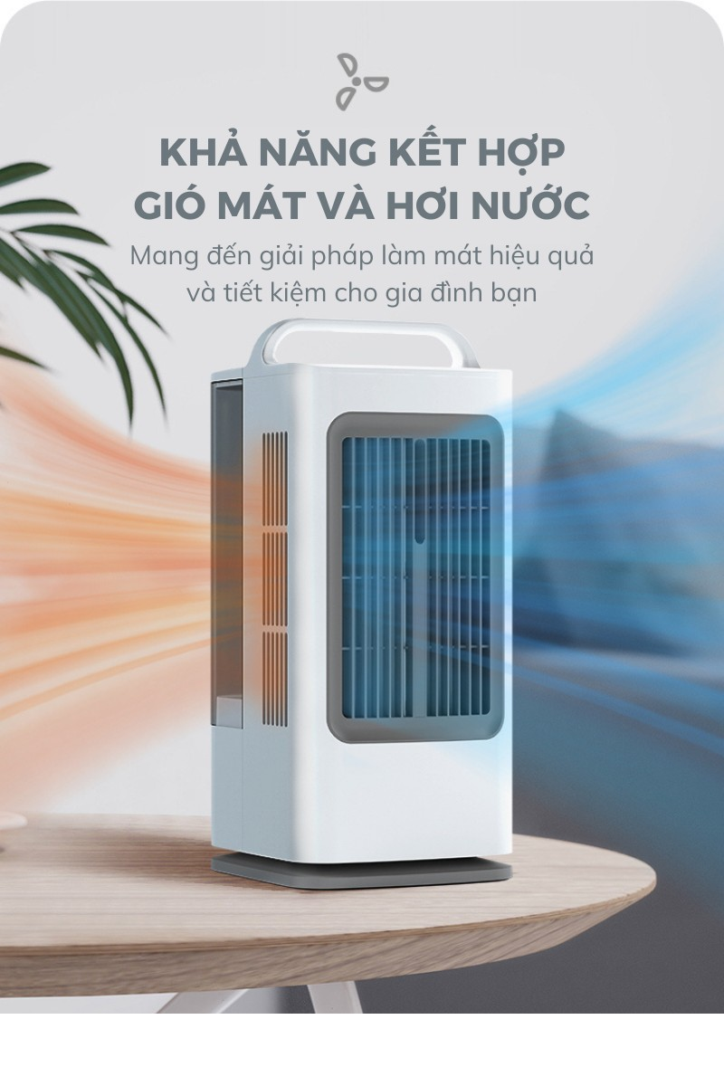 Mô tả Quạt Điều Hòa Hơi Nước HOKU Quạt Phun Sương Để Bàn 3 Chế Độ Gió Mát Lạnh Dung Tích Chứa 1,7L Có Thể Quay 180 Độ - 5