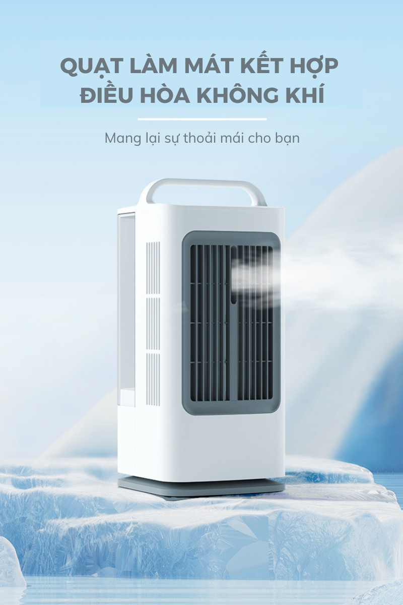 Mô tả Quạt Điều Hòa Hơi Nước HOKU Quạt Phun Sương Để Bàn 3 Chế Độ Gió Mát Lạnh Dung Tích Chứa 1,7L Có Thể Quay 180 Độ - 6