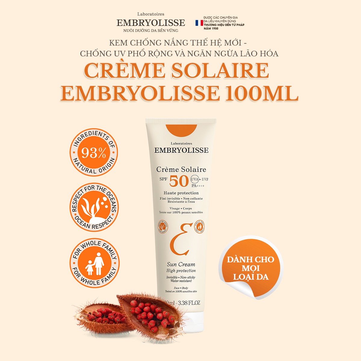 Mô tả Kem chống nắng phổ rộng Embryolisse100ml - 1