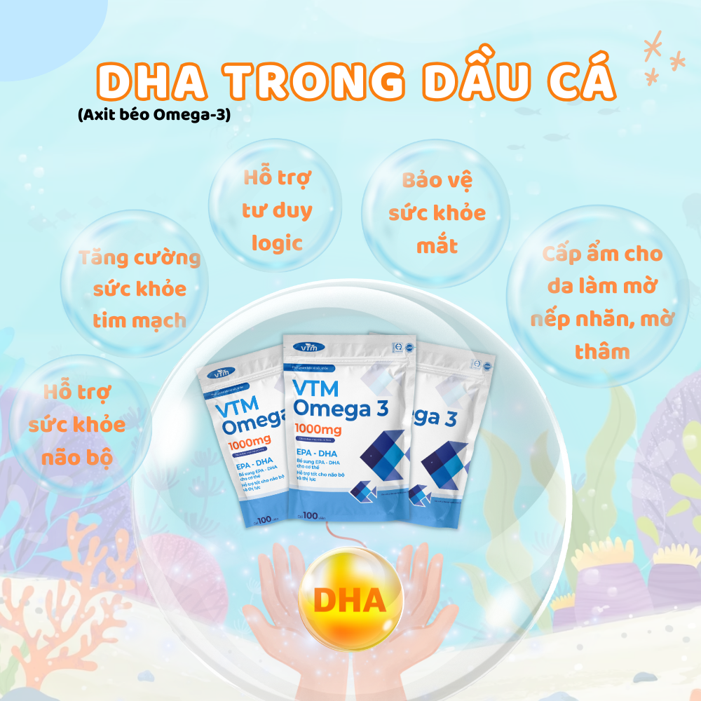 Mô tả Viên uống dầu cá VTM OMEGA 3 tăng cường thị lực, bảo vệ tim mạch - gói 100v - 4