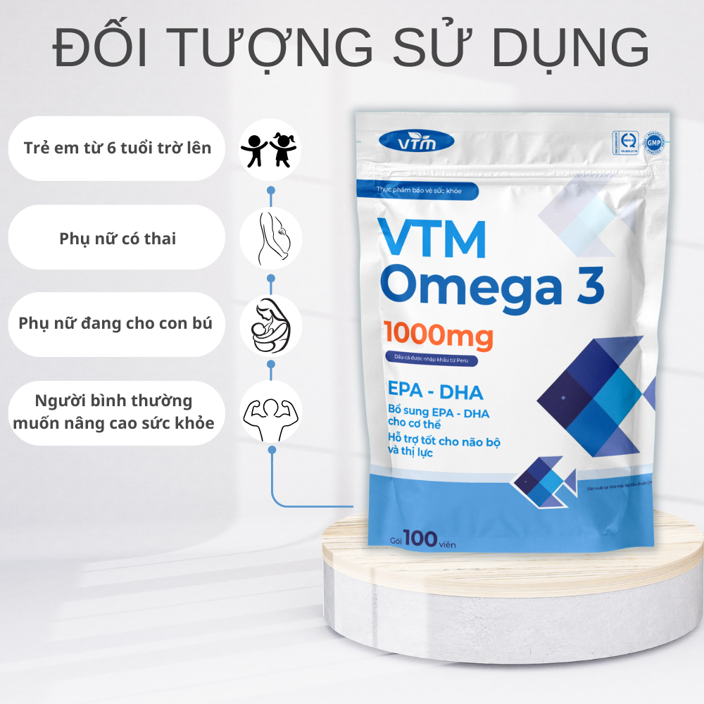 Mô tả Viên uống dầu cá VTM OMEGA 3 tăng cường thị lực, bảo vệ tim mạch - gói 100v - 6
