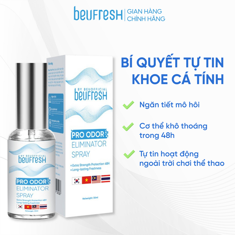 Mô tả Combo 3 Xịt khử mùi toàn thân, lăn khử mùi BEUFRESH ngăn tiết mồ hôi, hạn chế mùi cơ thể 30ml - 1