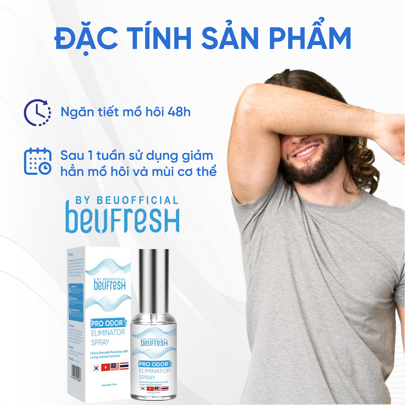 Mô tả Combo 3 Xịt khử mùi toàn thân, lăn khử mùi BEUFRESH ngăn tiết mồ hôi, hạn chế mùi cơ thể 30ml - 3