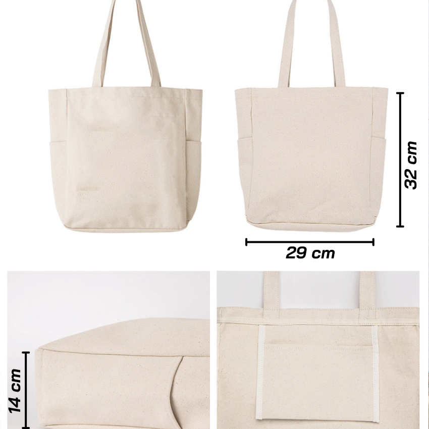 Mô tả Túi Tote Canvas GINKO Unisex Có Dây Kéo ( túi con) Phong Cách Hàn Quốc In Hình SNOOPY ( Nhiều Mẫu ) - 1