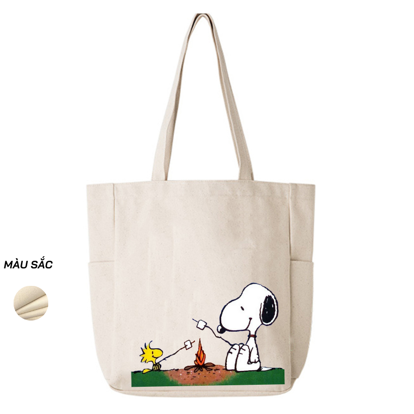 Mô tả Túi Tote Canvas GINKO Unisex Có Dây Kéo ( túi con) Phong Cách Hàn Quốc In Hình SNOOPY ( Nhiều Mẫu ) - 9