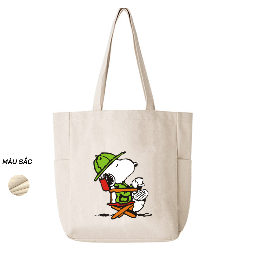 Mô tả Túi Tote Canvas GINKO Unisex Có Dây Kéo ( túi con) Phong Cách Hàn Quốc In Hình SNOOPY ( Nhiều Mẫu ) - 10