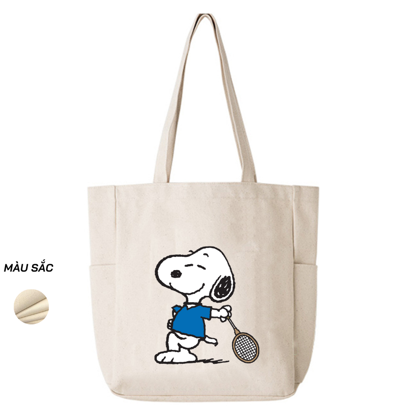 Mô tả Túi Tote Canvas GINKO Unisex Có Dây Kéo ( túi con) Phong Cách Hàn Quốc In Hình SNOOPY ( Nhiều Mẫu ) - 11