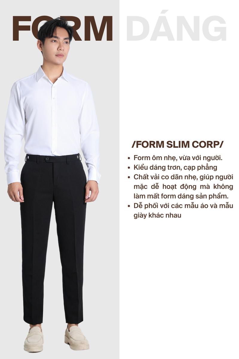 Mô tả Quần âu nam cạp trượt dáng crop trẻ trung 360 Boutique quần tây đen chất liệu dày dặn - QACOL515 - 4