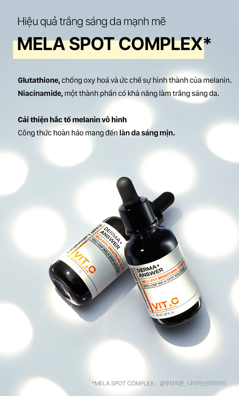Tinh chất Vitamin C mờ thâm nâng da tươi sáng CNP Derma Answer VitC Mela  Sport Ampule 15ml/50ml