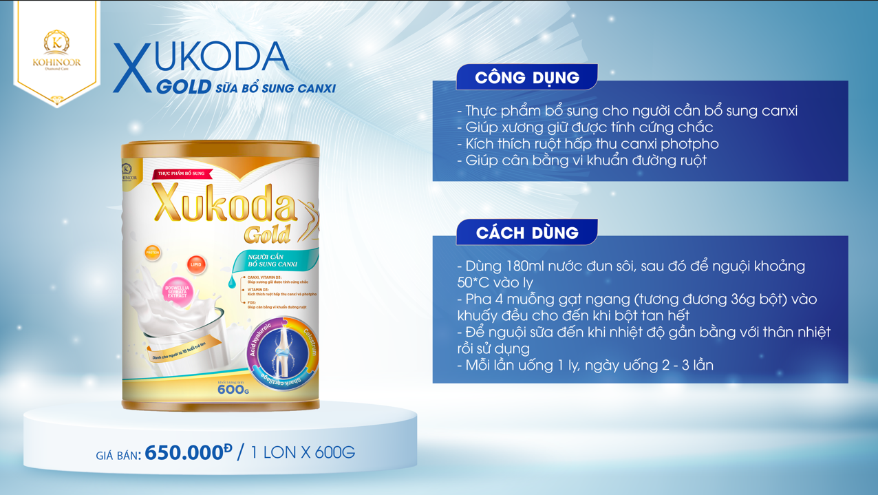 Mô tả Sữa Canxi cho người già, hỗ trợ xương khớp Xukoda Gold - Kohinoor 600g - 1