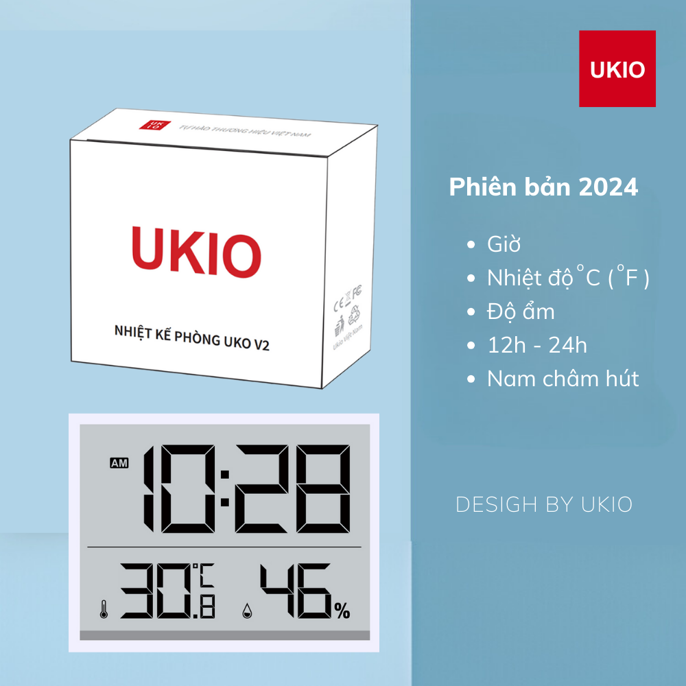 Nhiệt kế phòng UKIO màn hình siêu mỏng, độ ấm, nhiệt độ chính xác ...