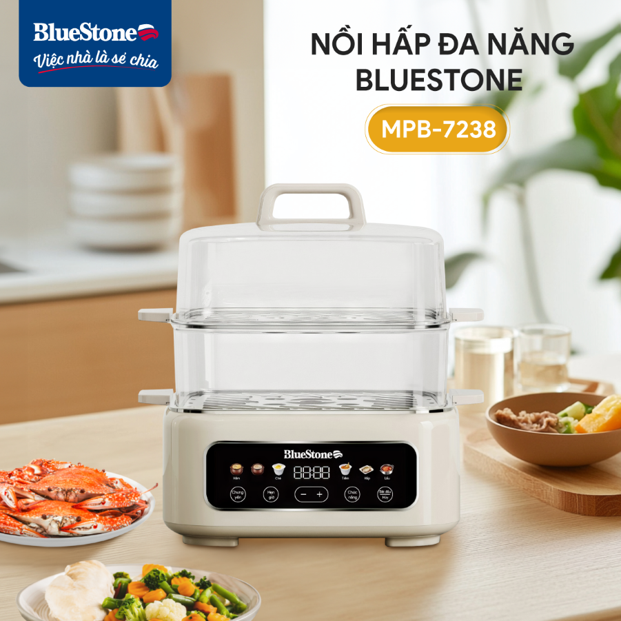 Mô tả Nồi Hấp Đa Năng BlueStone MPB-7238 - 17 lít - 1300W - Điều khiển cảm ứng - 10