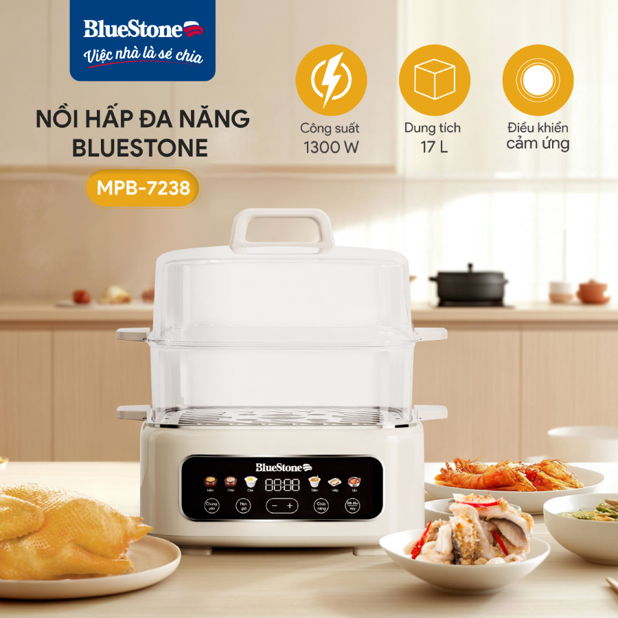 Mô tả Nồi Hấp Đa Năng BlueStone MPB-7238 - 17 lít - 1300W - Điều khiển cảm ứng - 1