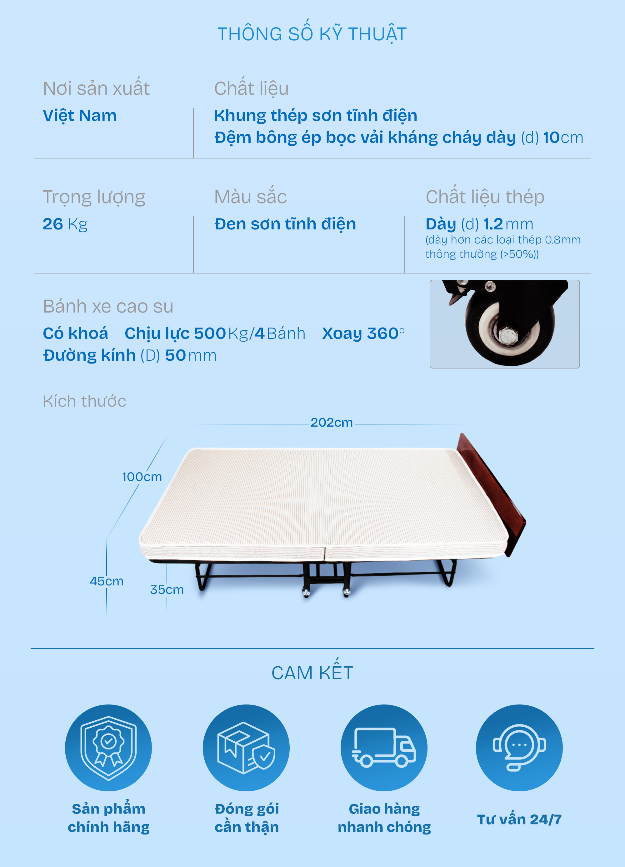 Giường xếp CHU MY trong phòng
