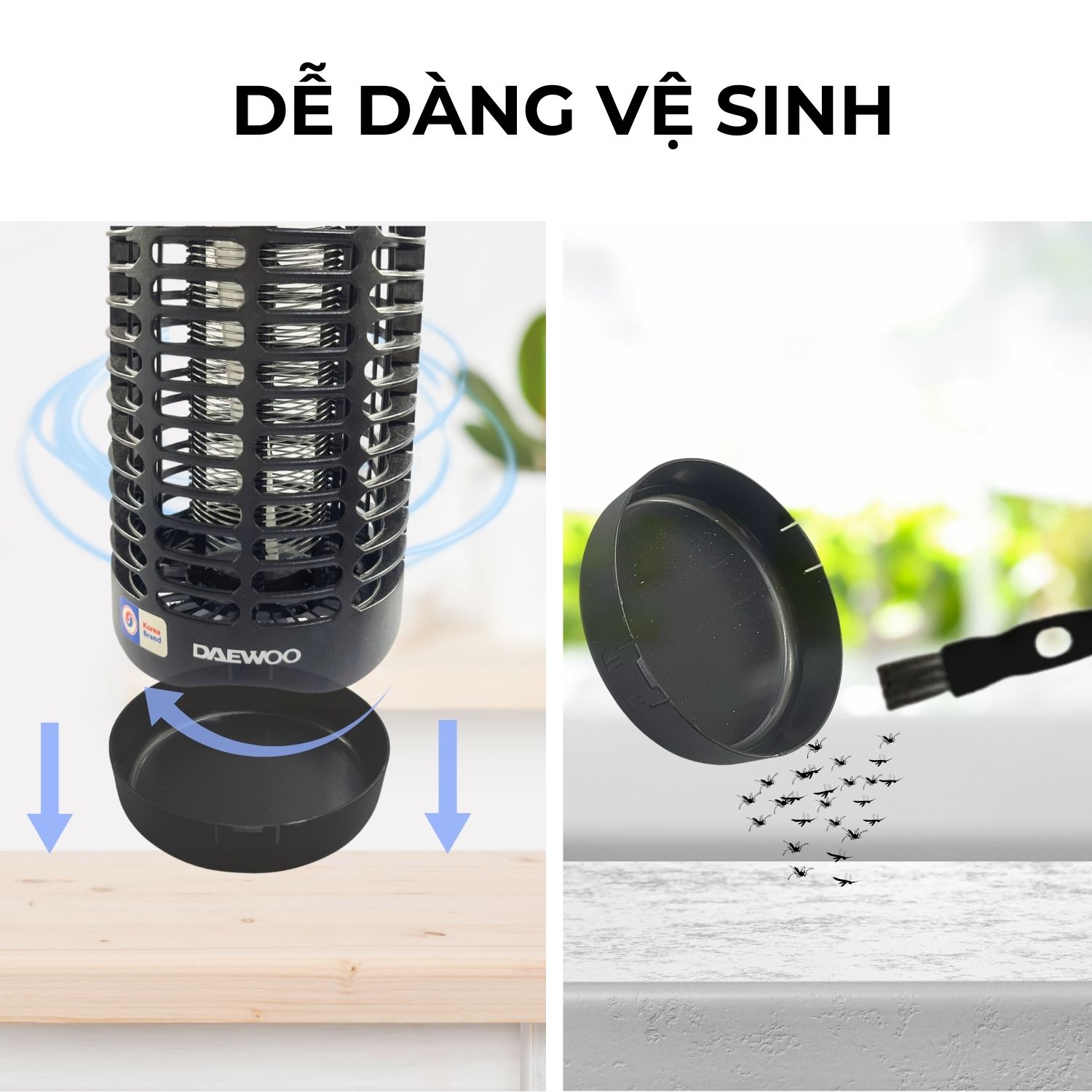 Mô tả Đèn bắt muỗi Daewoo ánh sáng xanh thu hút côn trùng DWIK-780 an toàn, công suất 6W, tiết kiệm điện năng, BH 1 năm - 4