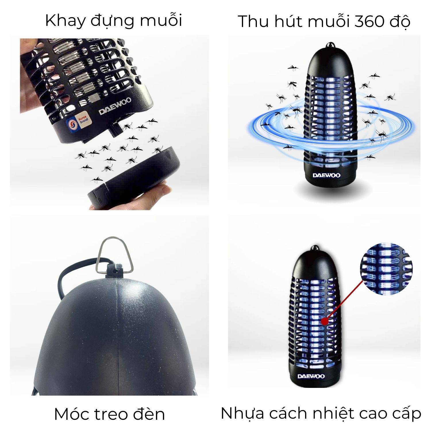 Mô tả Đèn bắt muỗi Daewoo ánh sáng xanh thu hút côn trùng DWIK-780 an toàn, công suất 6W, tiết kiệm điện năng, BH 1 năm - 2