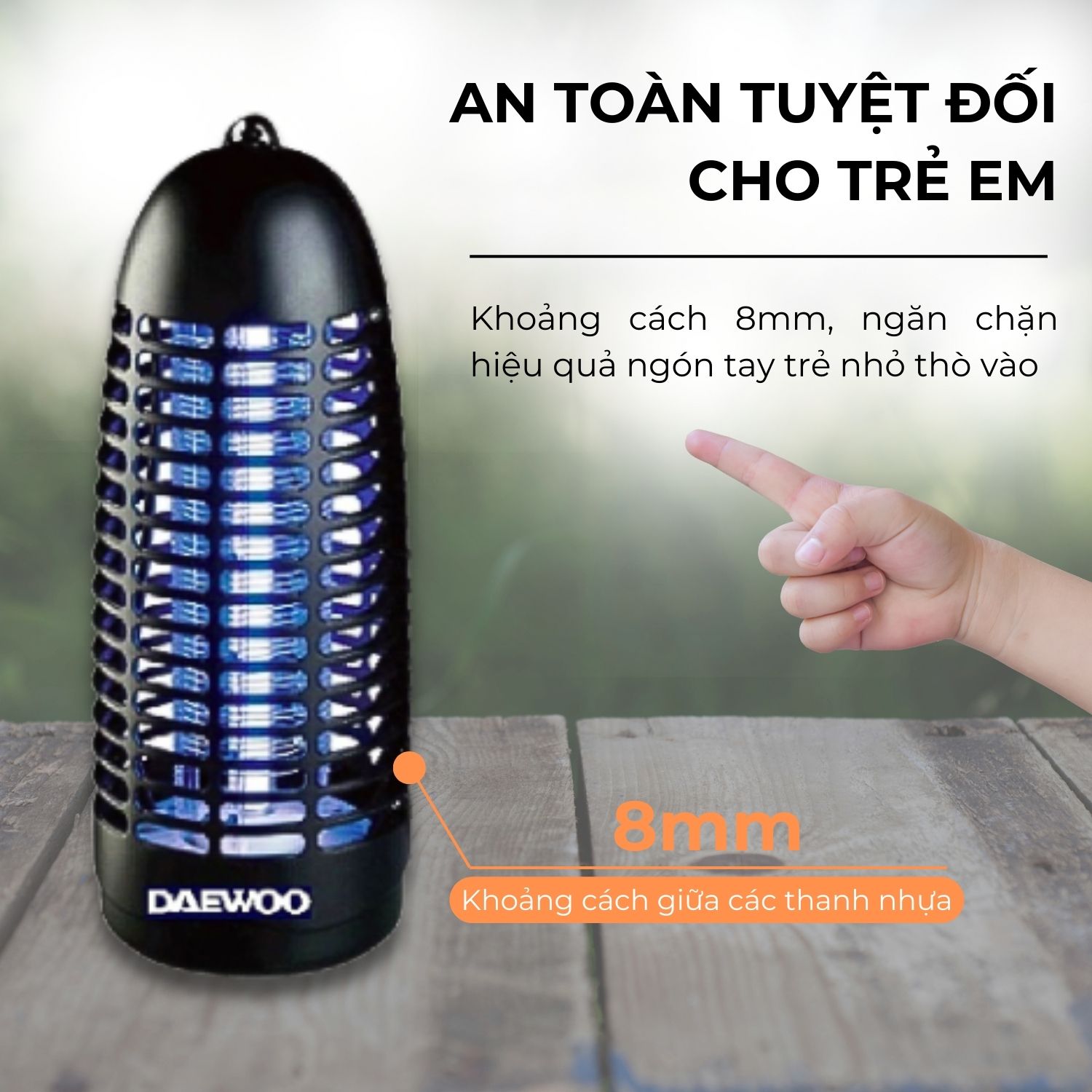 Mô tả Đèn bắt muỗi Daewoo ánh sáng xanh thu hút côn trùng DWIK-780 an toàn, công suất 6W, tiết kiệm điện năng, BH 1 năm - 6
