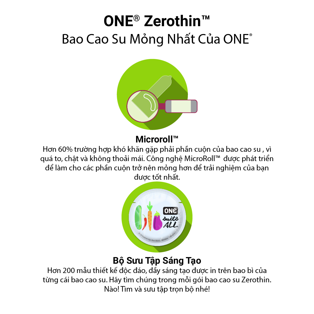 Mô tả Bao Cao Su ONE của Mỹ Siêu Mỏng Mềm Truyền Nhiệt Nhanh One Zero Thin size 53mm - 3