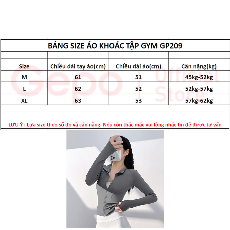 Mô tả Áo Khoác Thể Thao Tập Gym Tập Yoga Nữ Dài Tay Phối Khóa Kéo Co Giãn Thấm Hút Mồ Hôi GEPO GP209 - 7