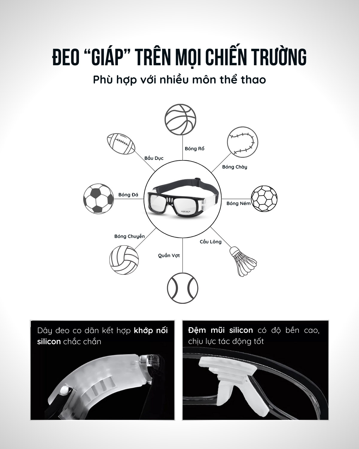 Mô tả Gọng kính thể thao KAMI NACHI chuyên dụng cho người chơi thể thao, đá banh, bóng rổ - 5