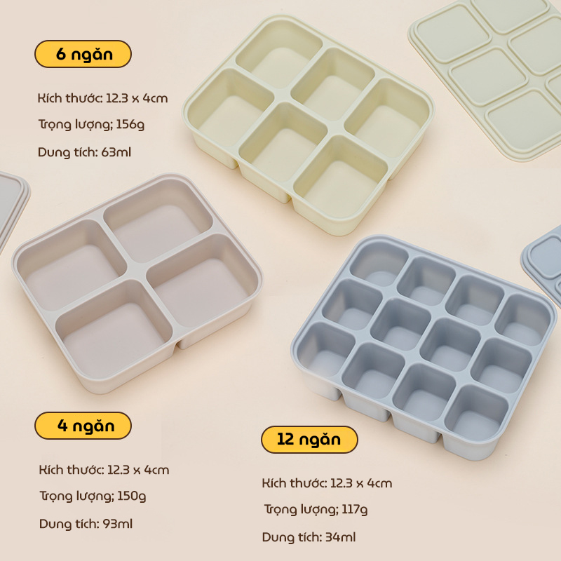 Mô tả Khay Silicone Trữ Đông Đồ Ăn Dặm KidsWorld Mommy Hộp Trữ Thức Ăn Cho Bé, Hộp Đựng Thực Phẩm - 3