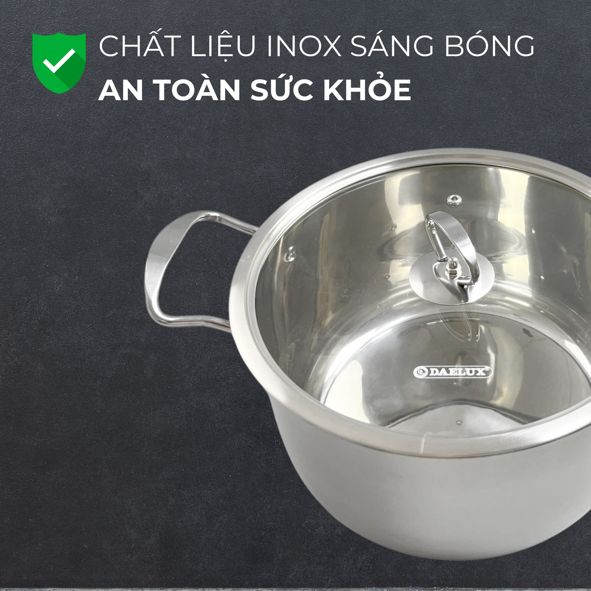 Mô tả Nồi inox bếp từ 5 đáy, inox 304 cao cấp siêu bền Daelux (18cm,20cm,22cm,24cm) - 5