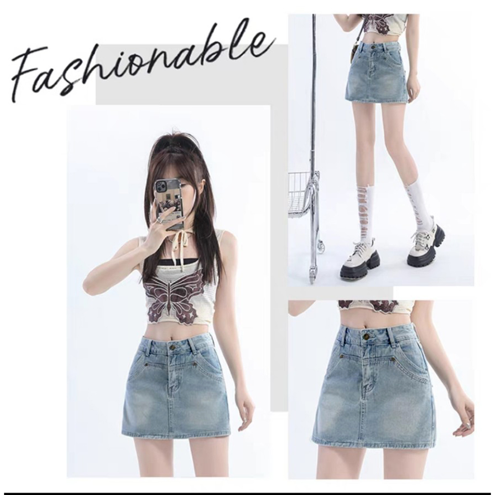 Quần đùi jeans nữ giả váy Chollima VAY505 - quần váy ngắn form chữ A ...