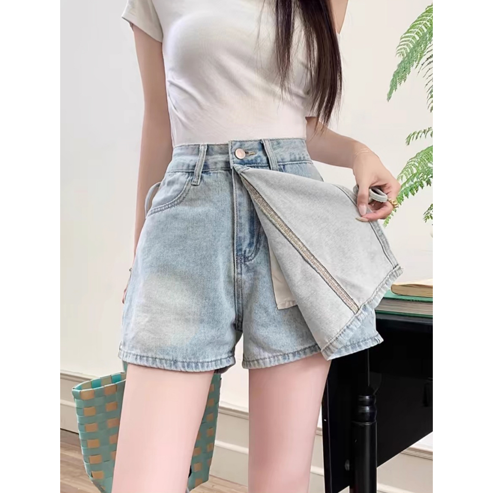 Mô tả Quần shorts jeans nữ giả váy Chollima VAY502 thắt nơ - quần váy ngắn form chữ A phong cách hàn - 5