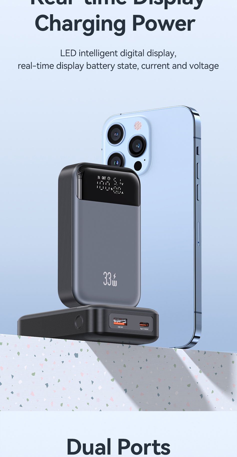 Pin Dự Phòng USAMS CD221 PB74 10000mAh 33W (PPS, Dualport, Digital