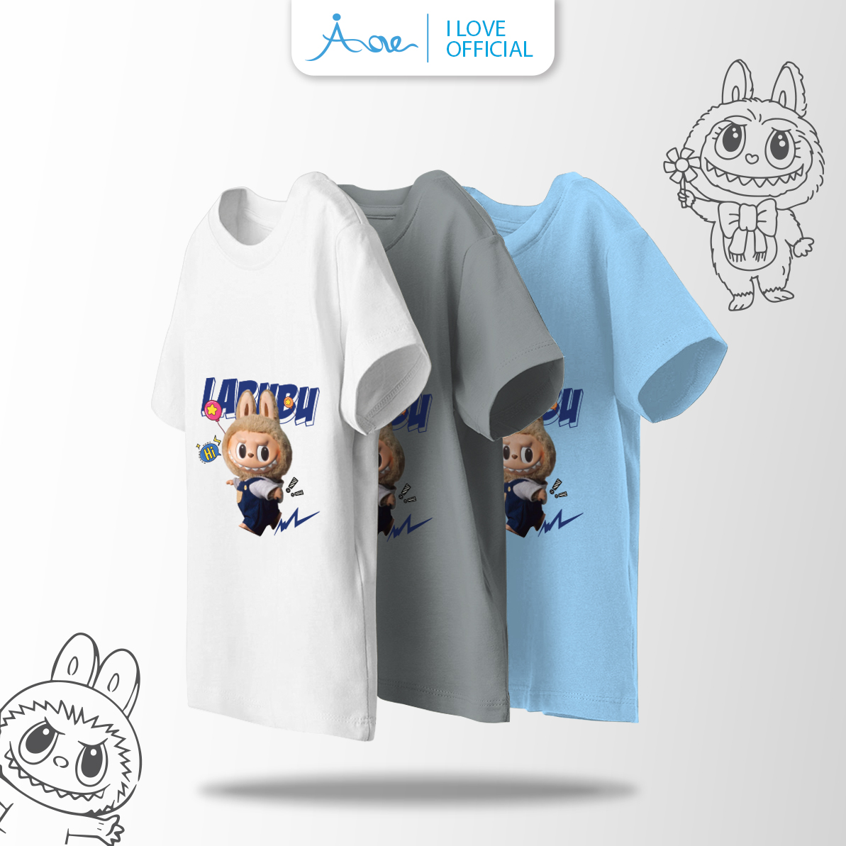Mô tả ILOVE Áo thun cộc tay LABUBU mẫu mới, áo phông chất cotton mềm mịn thoáng mát cho bé từ 8.5-32kg - 2