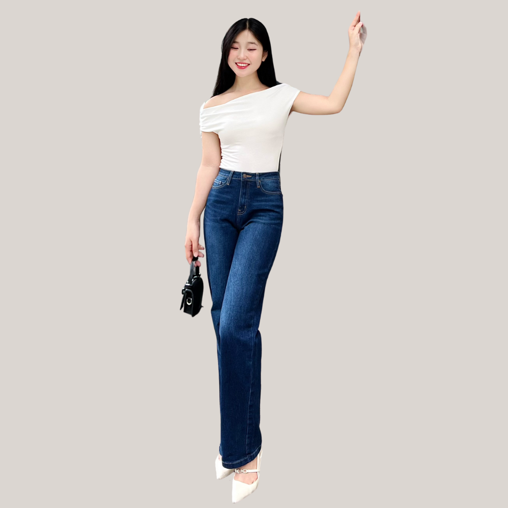 Mô tả TTTHAO- Quần jean nữ ống suông dài 99cm VNXK Vải cotton co giãn cao cấp QJ273 - 3