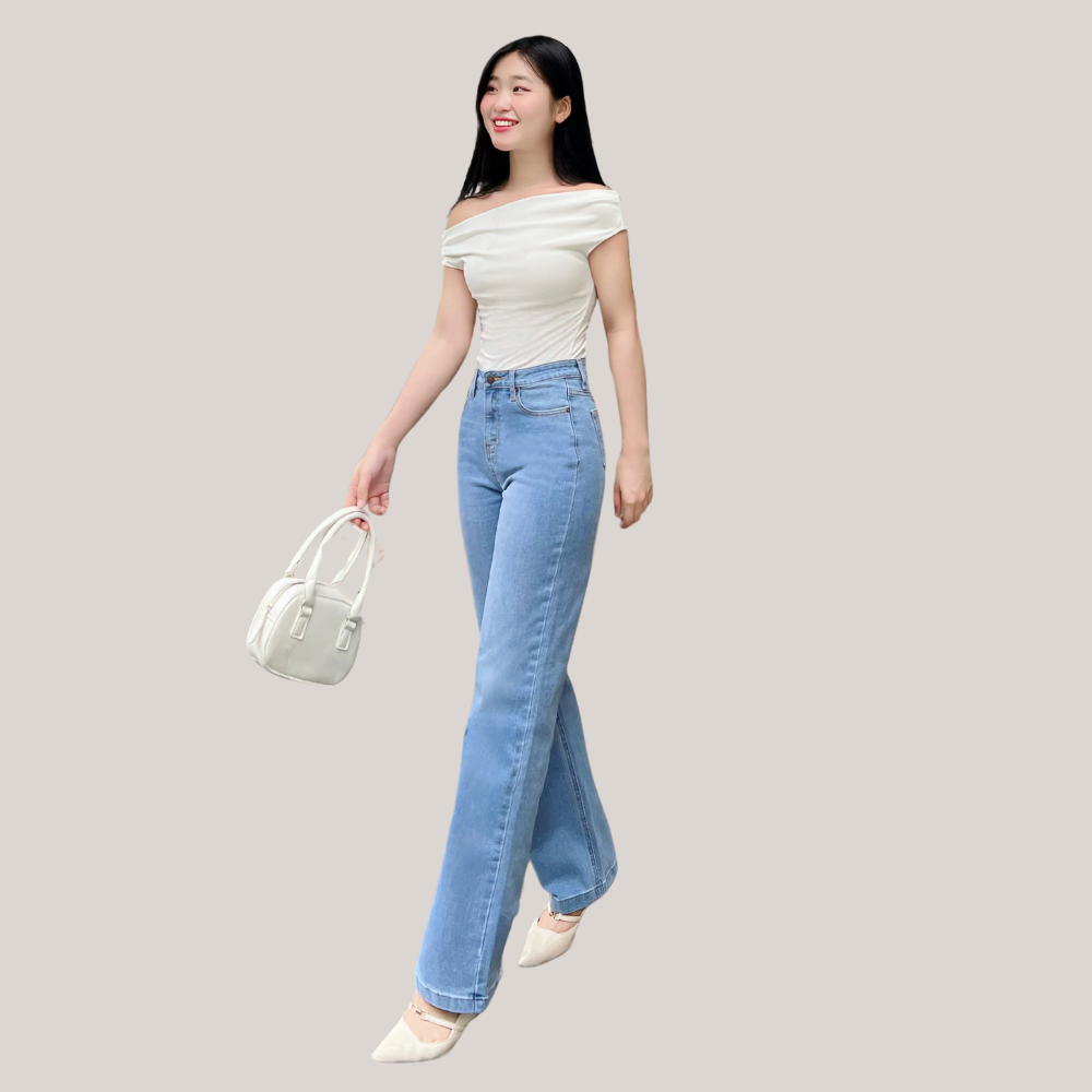 Mô tả TTTHAO- Quần jean nữ ống suông dài 99cm VNXK Vải cotton co giãn cao cấp QJ273 - 6