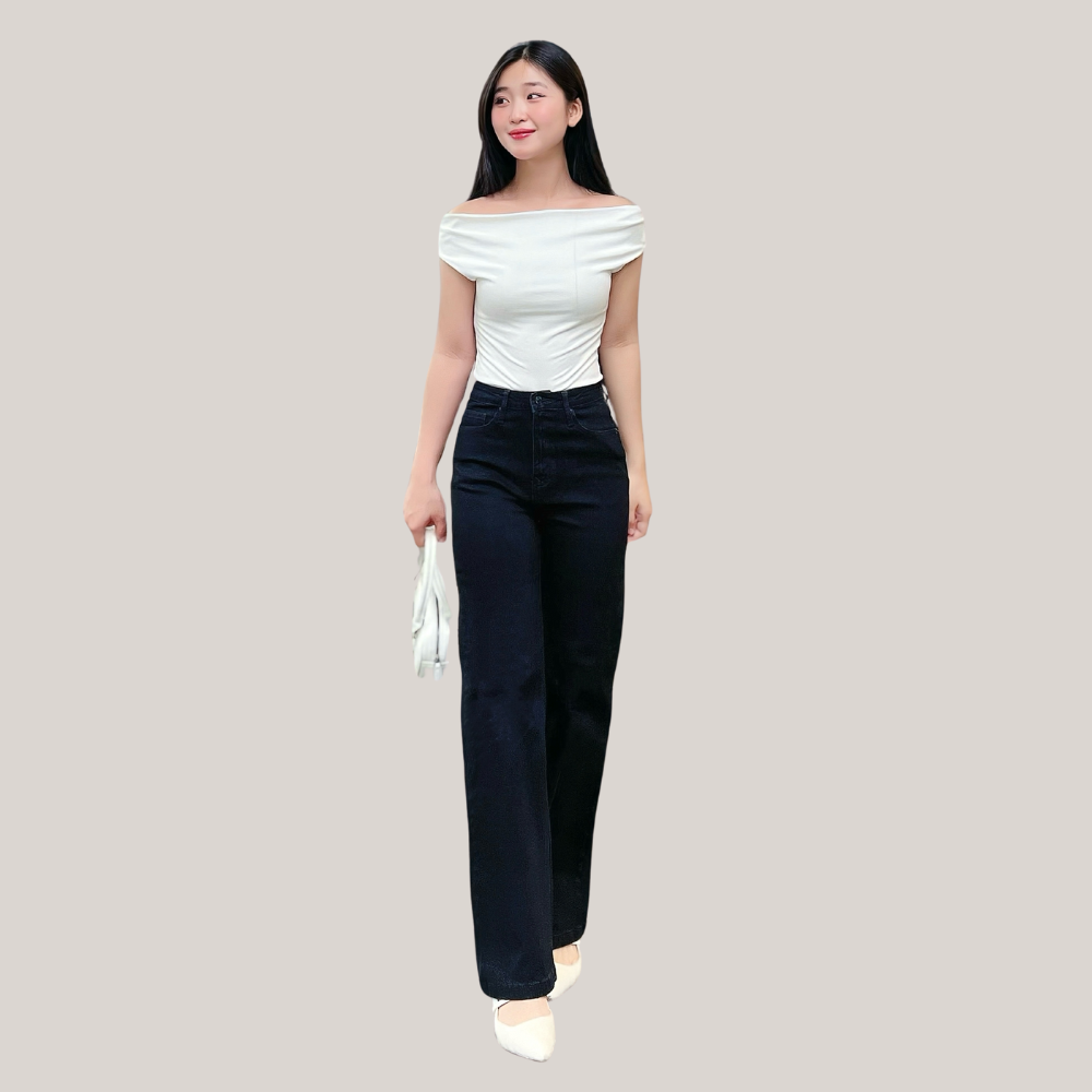 Mô tả TTTHAO- Quần jean nữ ống suông dài 99cm VNXK Vải cotton co giãn cao cấp QJ273 - 8
