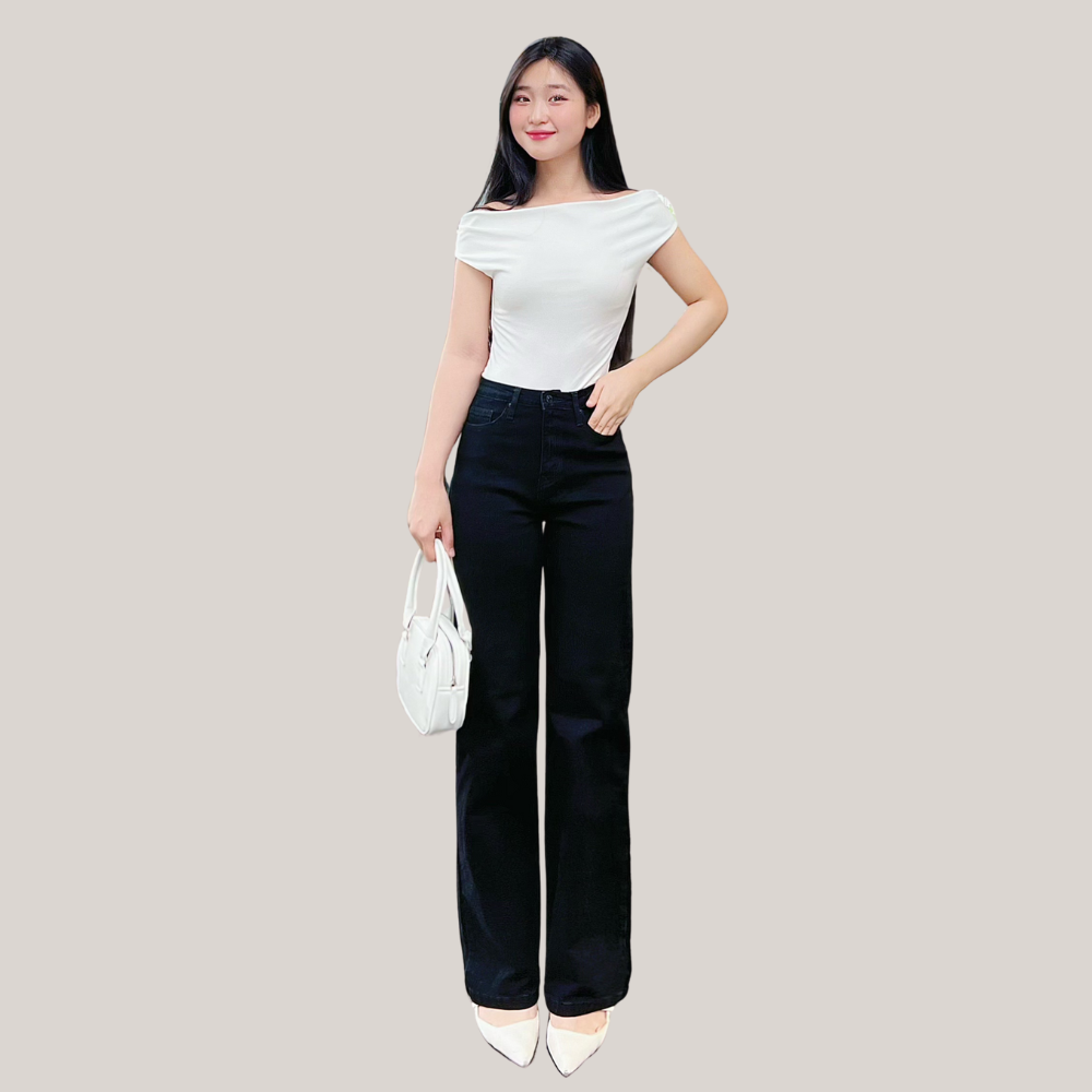 Mô tả TTTHAO- Quần jean nữ ống suông dài 99cm VNXK Vải cotton co giãn cao cấp QJ273 - 9