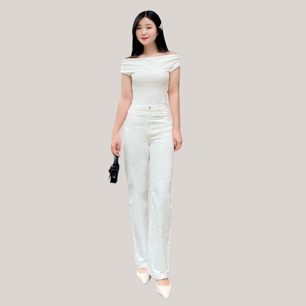 Mô tả TTTHAO- Quần jean nữ ống suông dài 99cm VNXK Vải cotton co giãn cao cấp QJ273 - 12
