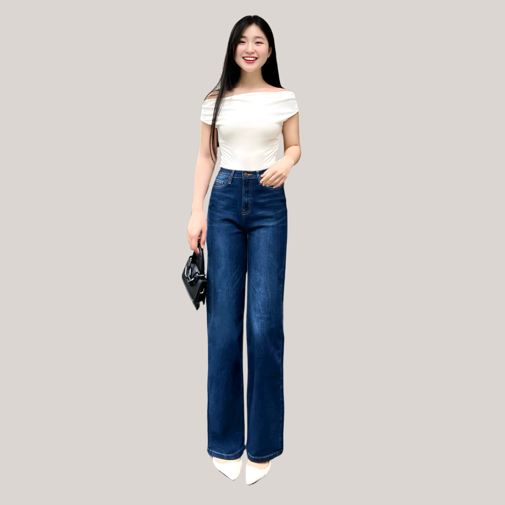 Mô tả TTTHAO- Quần jean nữ ống suông dài 99cm VNXK Vải cotton co giãn cao cấp QJ273 - 4