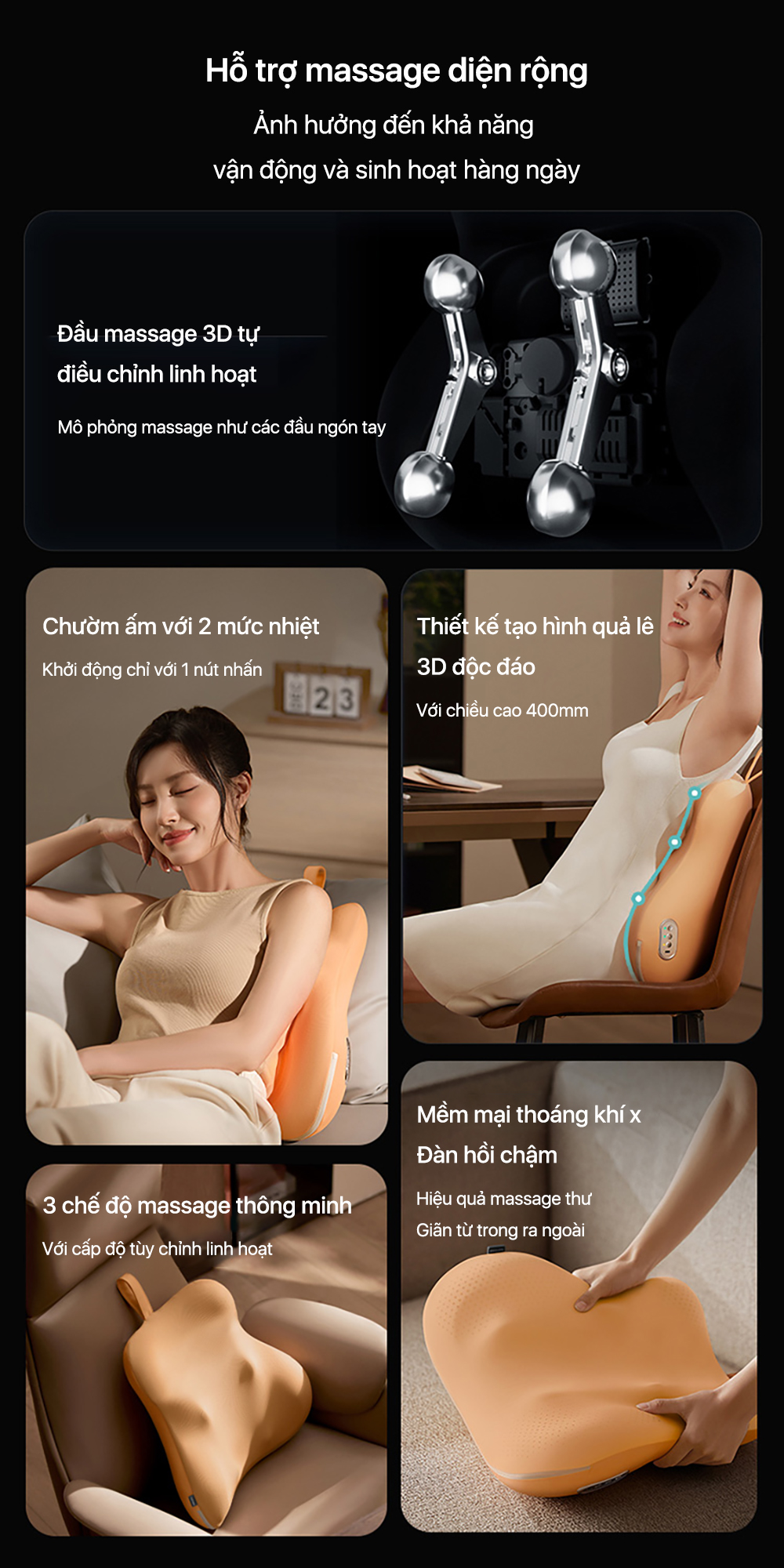 Tính năng chườm ấm Máy massage lưng Philips 5102B
