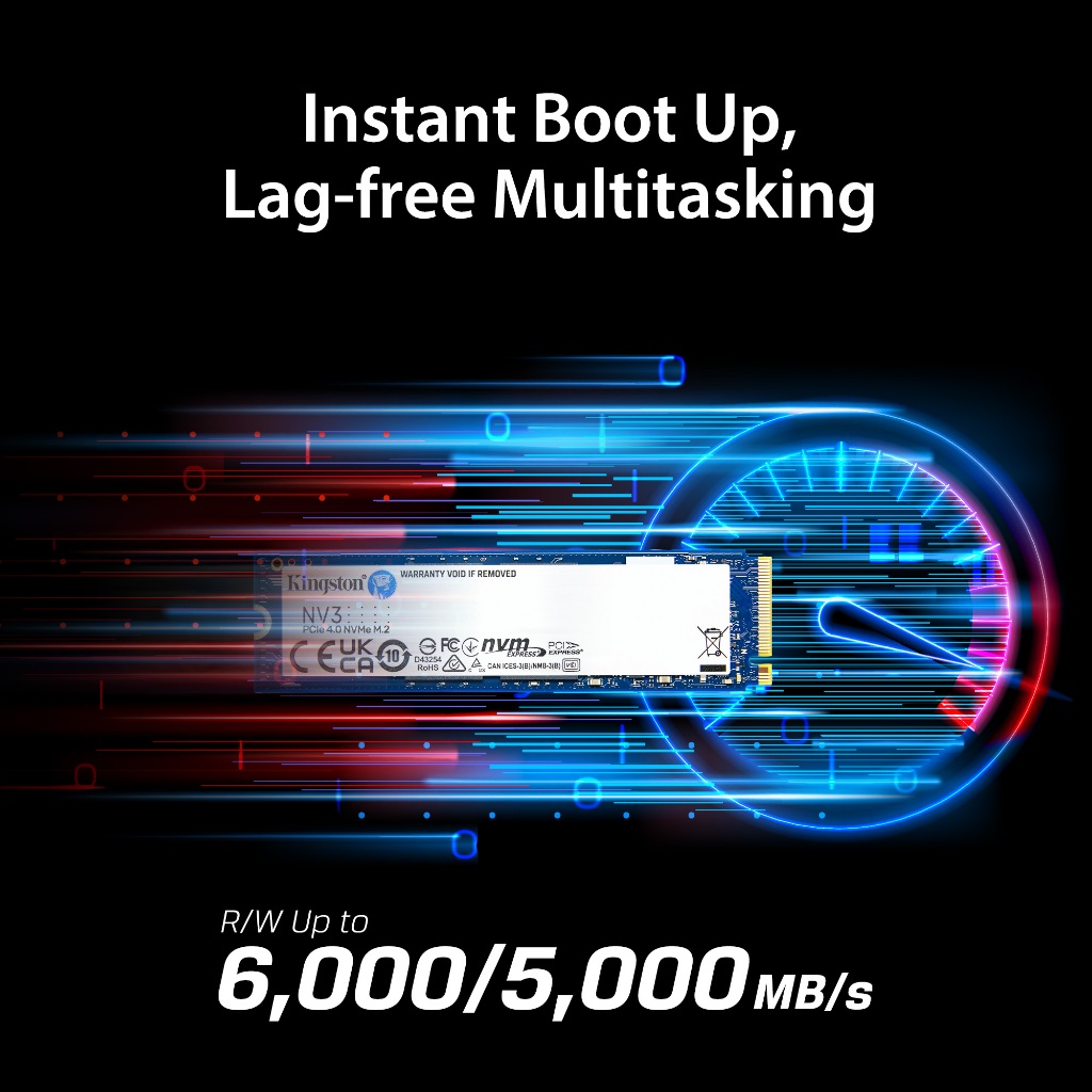 Mô tả Ổ cứng Kingston NV3 PCIe 4.0 NVMe SSD tốc độ đọc/ghi đến 6.000/5.000 MB/giây - Hàng chính hãng - 4