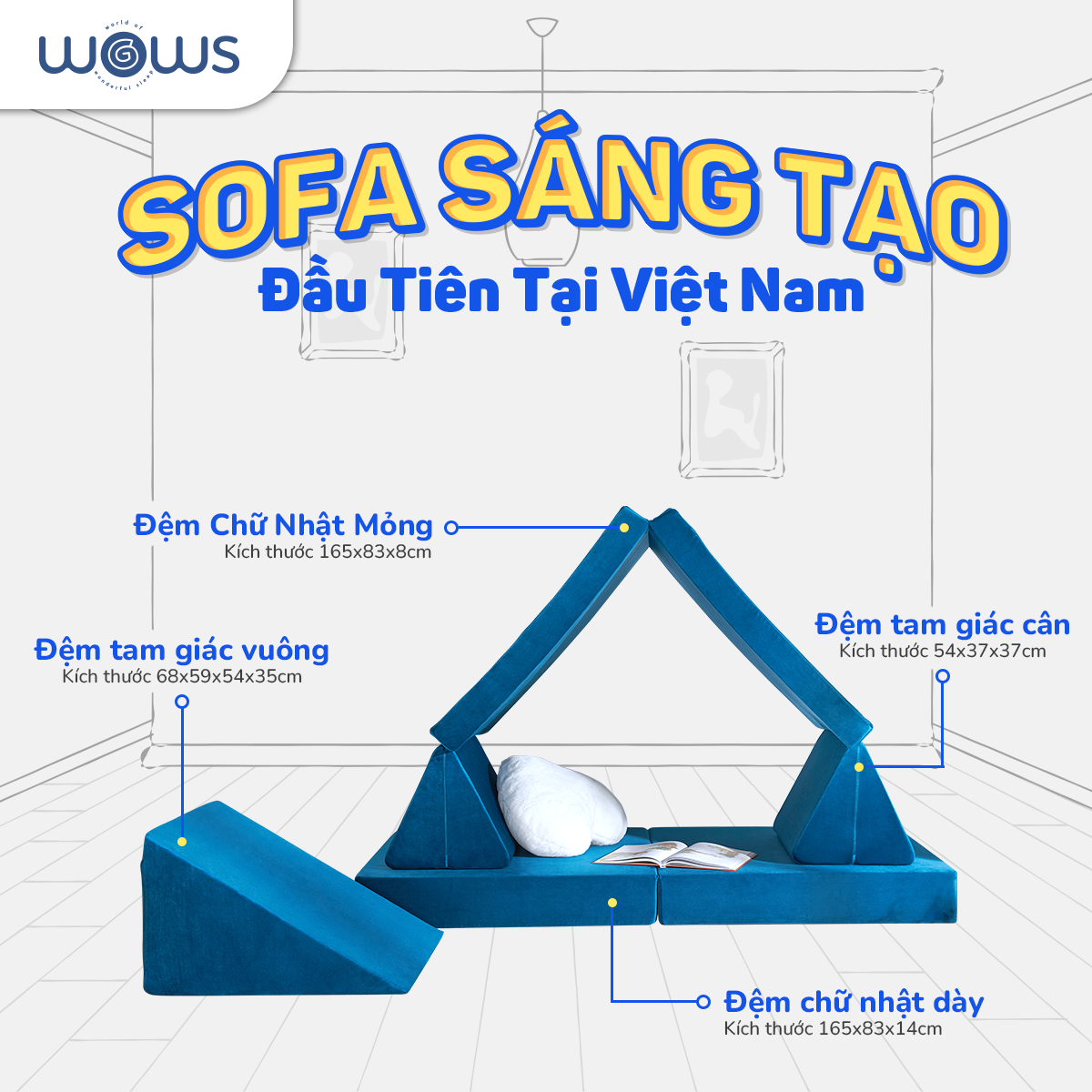 Mô tả WOWS - Bộ 5 Đệm Foam Xếp Hình Dành Cho Trẻ Em - Sofa Sáng Tạo Jungle - 1