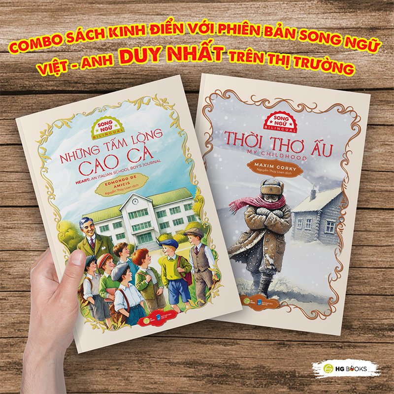 Mô tả Sách văn học kinh điển Những Tấm Lòng Cao Cả và Thời Thơ Ấu song ngữ có note từ vựng kèm file nghe - 1