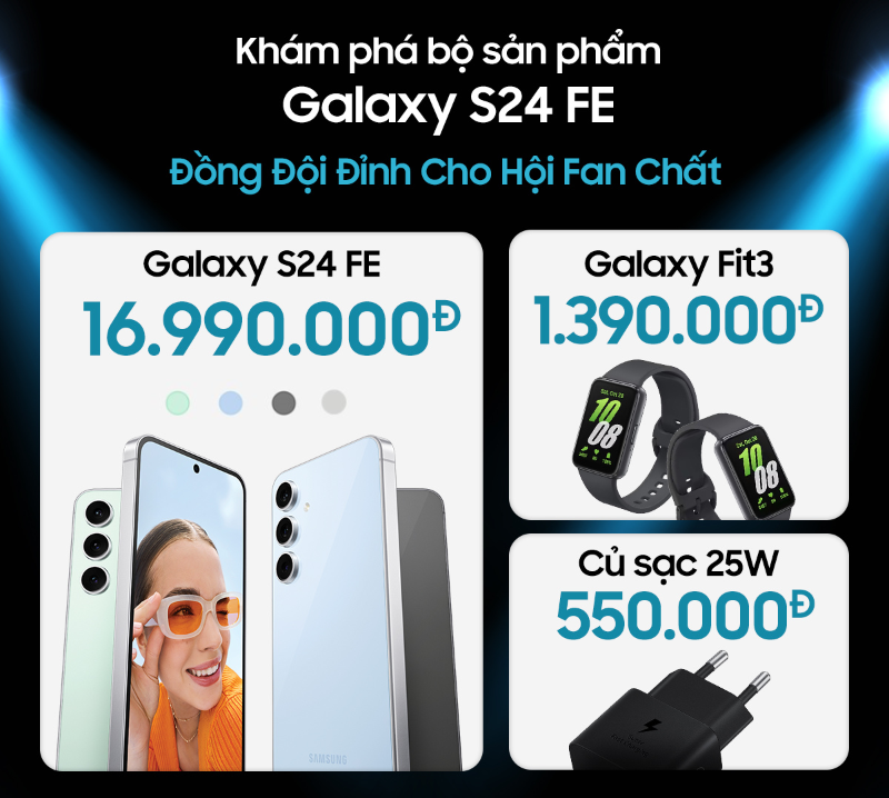 Mô tả Bộ Sưu Tập Giới hạn Galaxy S24 FE Đồng đội đỉnh cho hội fan chất - Quà Tặng Đồng Hồ Samsung Galaxy Fit3 và Sạc nhanh 25W - 1